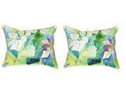 Pair of Betsy Drake White Poinsettia Large Indoor Outdoor Pillows 16x20