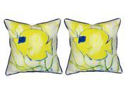 Pair of Betsy Drake Yellow Tang Large Pillows 18 Inchx18 Inch
