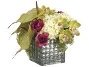 14 Inch Tall Hydrangea Rose Anthurium in Square Container