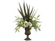 24 Inch Tall Phalaenopsis Orchid Feather Protea in Garden Urn