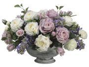 13 Inch Tall Lilac Rose Peony Ranunculus in Metal Container