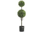 56 Inch Tall Double Ball Cedar Topiary in Dark Grey Pot
