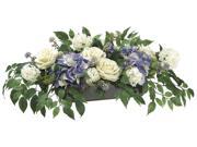 10 Inch Tall Hydrangea Rose Snowball in Ceramic Container