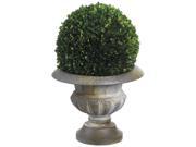 19 Inch Tall Preserved Boxwood Ball in Tin Urn