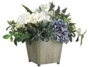 21 Inch Tall Hydrangea Artichoke Amaryllis in Wood Container