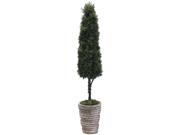 32 Inch Tall Cedar Cone Topiary in Cement Pot