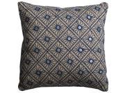 20 In. X 20 In. Blue Decorative Pillow With Cotton Jute