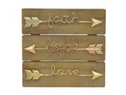 Three Hands Wood Wall Decor With Metal Inspirational Arrows In Gold And Copper