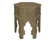 Three Hands Wood Moroccan Inspired Accent Table In Distressed White Finish