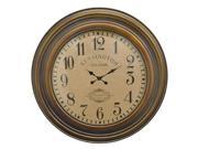 Three Hands Wall Clock With Kensington Station Clock Face And Brown Wood Frame