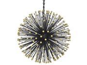 Three Hands Black and Gold Metal Starburst Orb Hanging Ornament 13 Inch Diameter