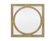 Three Hands Wood Wall Mirror With Circle Overlay Detail
