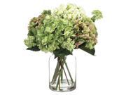 19 Inch Tall Hydrangea Snowball in Glass Vase