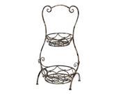 Distressed Black Finish Metal 2 Tier Garden Stand 28 Inches Tall
