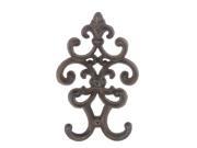 Rust Brown Finish Cast Iron Decorative Wall Hook 8 Inches Tall