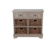 French Grey 2 Drawer 4 Basket Shelf Chest 29 1 2 Inches Long 27 1 2 Inches Tall