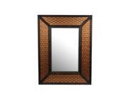 Woven Pattern Wood and Copper Finish Metal Wall Mirror 36 X 40 Inches