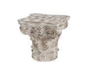 White Stone Column Style Ceramic Outdoor Table 22 1 2 Inches Tall
