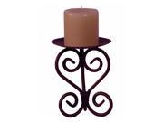 Antique Bronze Finish Metal Pillar Candle Holder 9 Inches Tall
