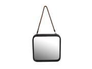 17 Inch Square Metal Frame Mirror with Rope Hanger