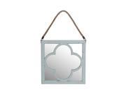 Distressed Blue Finish Clover Design Wooden Mirror 18 Inches Square