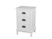 Glossy White Finish 3 Drawer Wooden End Table 25 Inches Tall