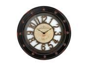 Distressed Finish Black Wood Frame Wall Clock 28 Inch Diameter