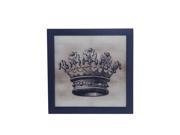 18 Inch Square Blue Wooden Frame Crown Wall Hanging