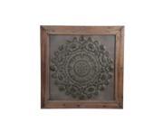 Vintage Look Wood and Stamped Metal Wall Hanging 38 Inches Square
