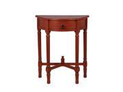 2 Drawer Terracotta Brown Finished Half Round Table 29 Inches Tall