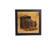 Distressed Finish Sepia Brown Vintage Camera Wall Art 19 Inches Square