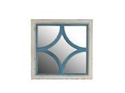 Distressed Blue and White Wooden Diamond Wall Mirror 22 Inches Square