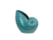16 1 2 Inch Tall Turquoise Blue Ceramic Nautilus Shell Vase