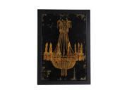 Distressed Finish Black and Gold Vintage Chandelier Wall Art 19 X 26 Inches