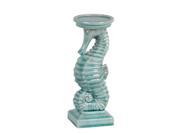 Vintage Look Blue Ceramic Seahorse Candle Holder 14 Inches Tall