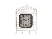Distressed Black and White Metal 4 Hook Wall Clock