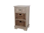 French Grey 1 Drawer 2 Basket Shelf Accent Table 27 1 2 Inches Tall