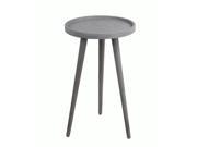 Washed Gray Wooden Accent Table with 16 Inch Diameter Round Tray Top