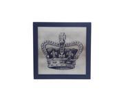 Blue and Gray 18 Inch Square Wooden Frame Crown Wall Hanging