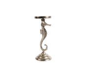16 Inch Tall Silver Finish Metal Seahorse Candle Holder