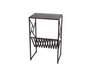 Black Metal and Wood Rectangular Magazine Stand 18 Inches Long