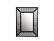 Woven Pattern Wood and Nickel Finish Metal Wall Mirror 36 X 40 Inches