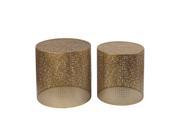 2 Piece Bronze Finished Round Accent Table Set