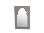 36 X 23 1 2 Inch Gray Linen Frame Wall Mirror Nailhead Accents