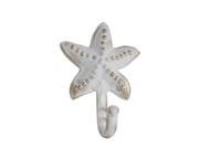 Distressed White Finish Cast Iron Starfish Wall Hook 4 1 2 Inches Tall