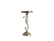 12 Inch Tall Silver Finish Metal Seahorse Candle Holder