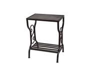 Weathered Wood and Black Metal Rectangular Accent Stand