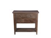Natural Brown Finish 3 Drawer Wooden Accent Table 34 1 2 Inches Long