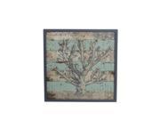 Coastal Blue and Gray Weathered Finish Wooden Coral Wall Hanging