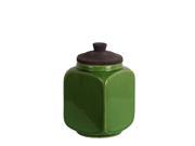 8 1 2 Inch Tall Green Ceramic Jar W Brown Lid